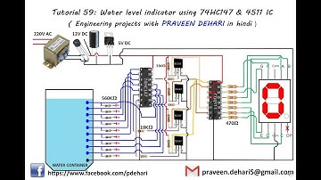 Water level indicator using 74HC147 & 4511 IC : Tutorial 59