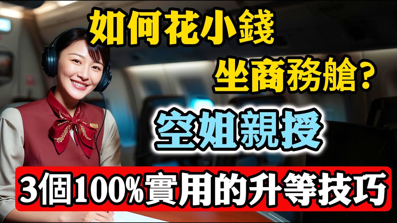 如何花小錢坐商務艙？揭秘艙等巨大差異！空姐親授：3個100%實用的升等技巧。#豪華經濟艙 #商務艙 #頭等艙 #機票升等 #免費升等 #升等技巧