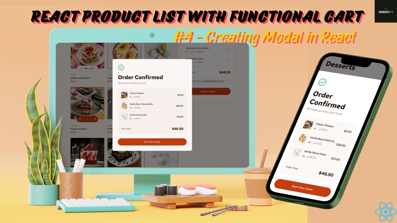 React product List with Functional Cart - Part #4 Creating Modal in ...
