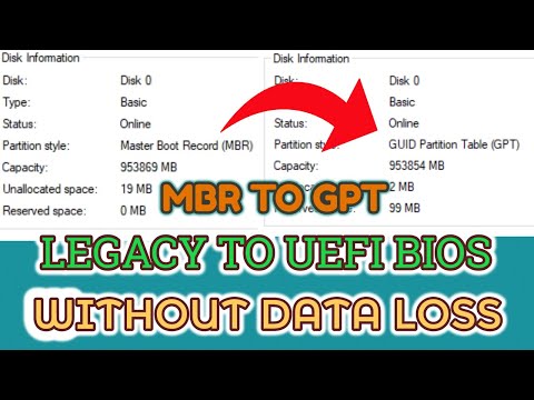How To Convert MBR to GPT Partition Or Legacy to UEFI Bios Without Data Loss
