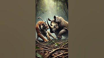 Epic Tiger vs Rhino Battle: Who Reigns Supreme? #AnimalFight #Wildlife #NatureShowdown