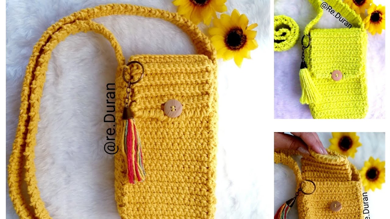 BOLSA CAIXINHA DE CROCHÊ 🧶 PORTA CELULAR .