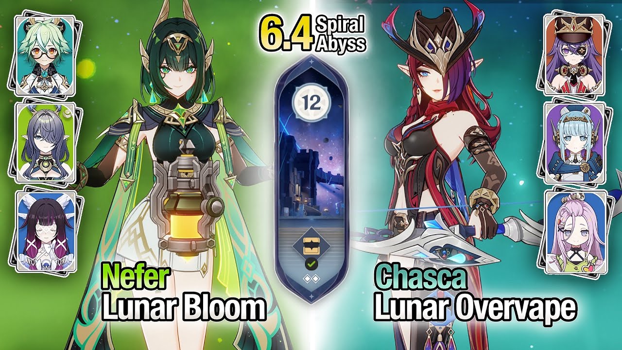 C0 Nefer Lunar Bloom & C0 Chasca Lunar Overvape | Spiral Abyss 6.4 | Genshin Impact