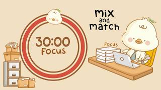 30 Minutes Focus Work Stress Pomodoro Timer | Study session | ADHD Study Lofi Beats 🎧 (Mix & Match)