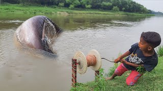 Unique Best Hook Fishing Video 2022 | Traditional Boy Catching Big fish With Plastic Box in River
