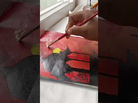 easy and asthetic sunset drawing with acrylic paint 🎨✨ #artreels #aestheticpainting #arttherapy