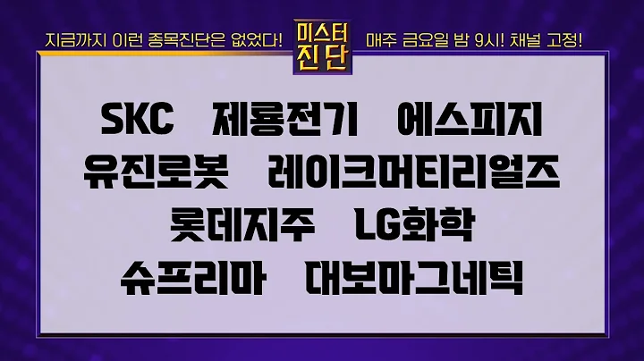 SKC/제룡전기/에스피지/유진로봇/레이크머티리얼즈/롯데지주/LG화학/슈프리마/대보마그네틱_종목 진단 [이종복 전문가_미스터 진단 1부]