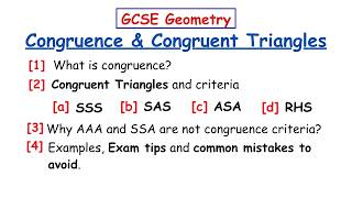 GCSE Maths Congruent Triangles SSS SAS ASA RHS Why AAA SSA Don t Work