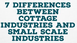 7 DIFFERENCES BETWEEN COTTAGE INDUSTRIES AND SMALL SCALE INDUSTRIES