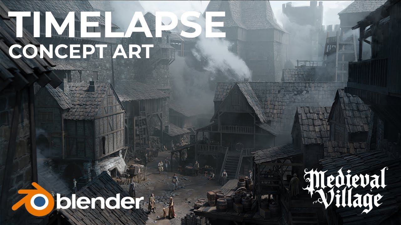 Blender | concept art | Medieval Village - YouTube
