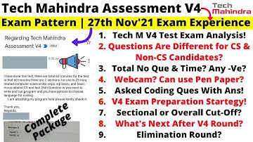 All About Tech Mahindra 2nd Round Assessment V4 Exam Pattern, Preparation & 27th Nov Exam Experience