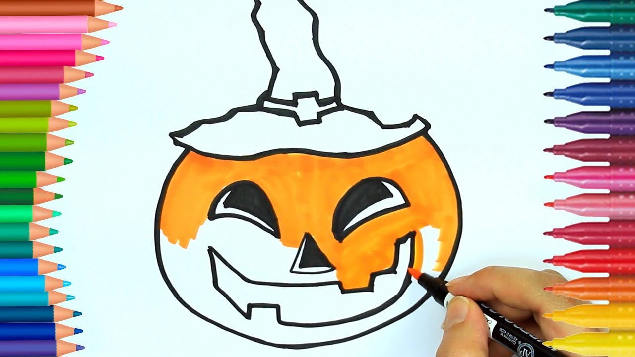 Pagine di colorazione della zucca 🕶 | Come disegnare la zucca | Libri di  colorazione di Halloween - YouTube