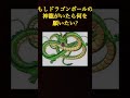 ドラゴンボールの神龍がいたらみんなは何を願いたい？