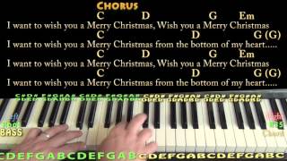 Video thumbnail of "Feliz Navidad (CHRISTMAS) Piano Cover Lesson in G with Chords/Lyrics - G C D Em"