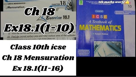 Class 10th icse Maths Ch 18 Mensuration Ex18.1(11-16)👍see description box👍