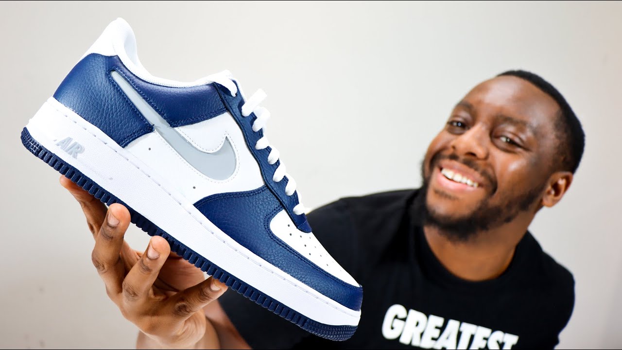 Air Force 1 Midnight Navy Wolf Grey LV8 On Foot Sneaker Review ...