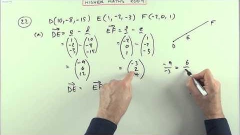 2009 SQA Higher Maths:  paper 1 no.22   Vectors