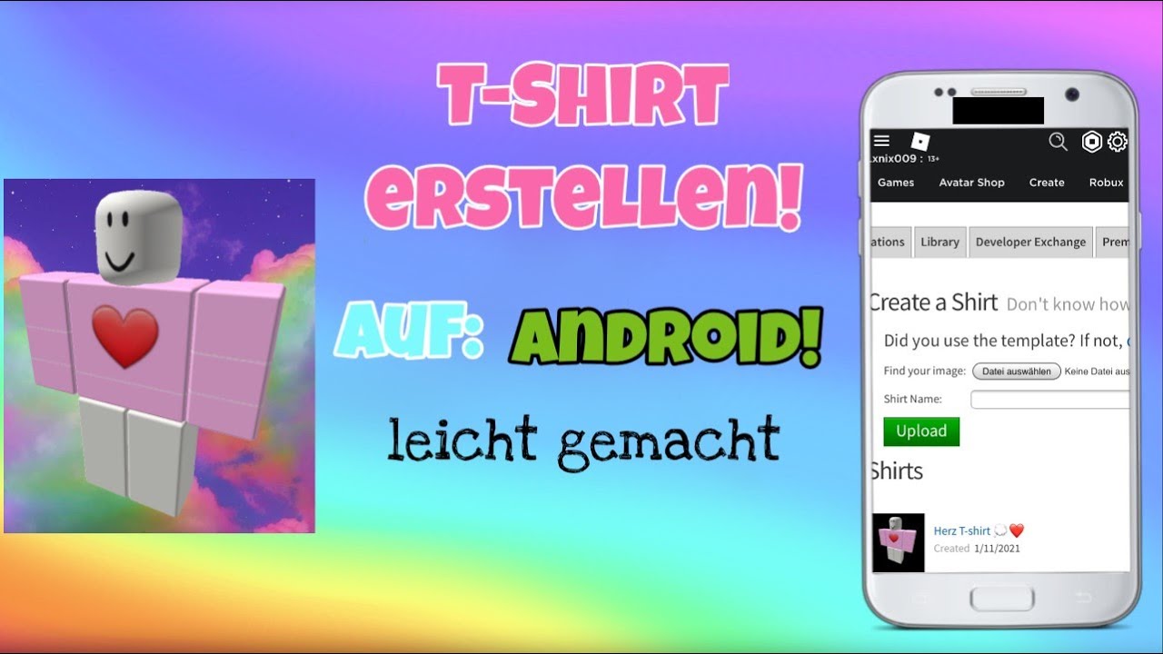 how to make a roblox shirt on android