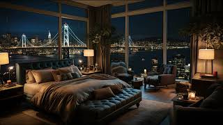 2 Hours of Relaxing Jazz Music with Rain Sound : SF Hotel Night Views