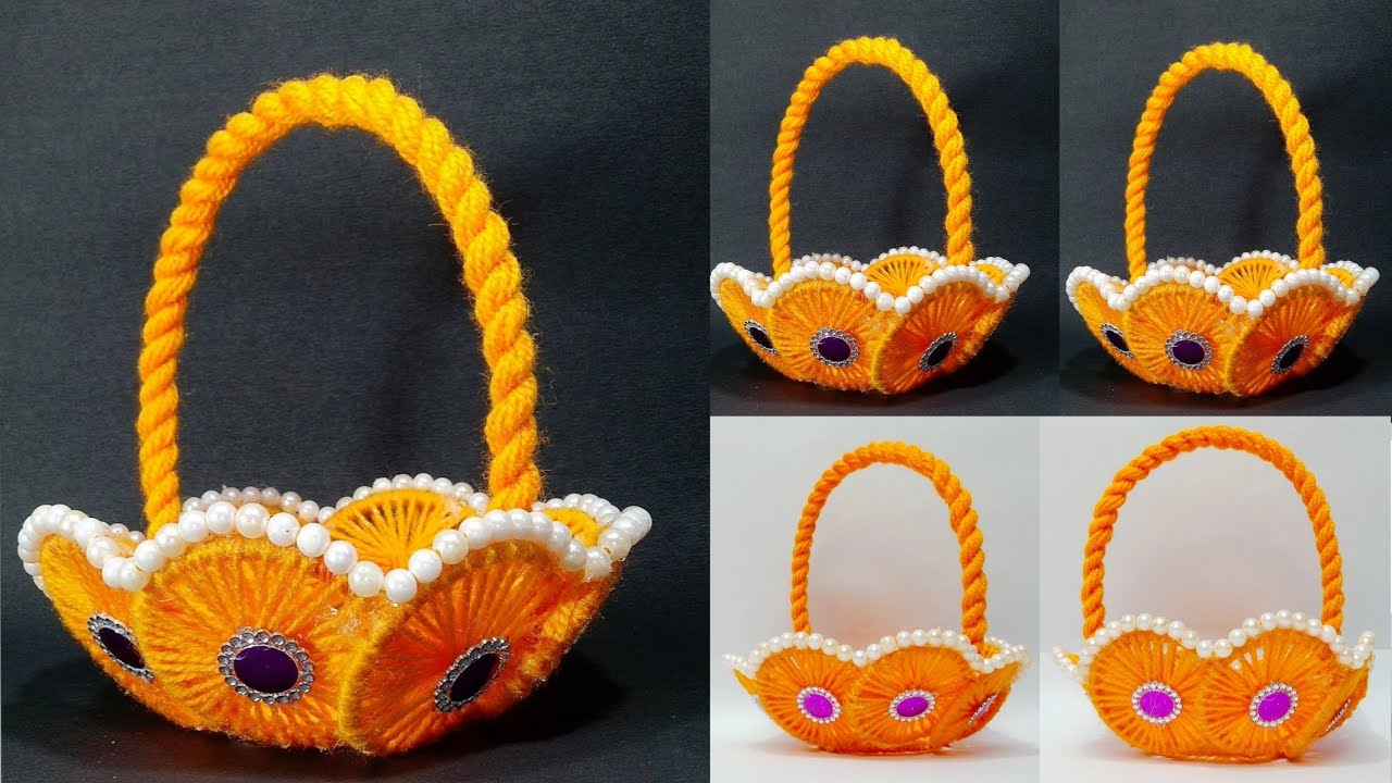 DIY EASY BANGELS FLOWER BASKET CRAFT IDEA/WOOLEN FLOWER VASE/BEST OUT OF BANGELS AND WOOL