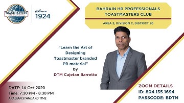 Learn to create Toastmasters brand compliant posters using CANVA in 15 Minutes.