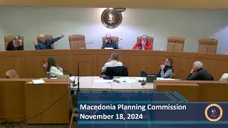 City of Macedonia November 18th, 2024 Planning Commission Meeting