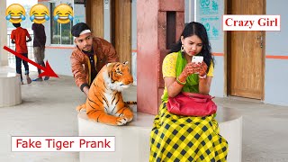 Fake Tiger Prank on Cute Girl - PART 8 | Fake Tiger vs Man Prank Video | 4-Minute Fun