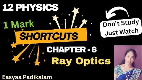 12 Physics - Chapter 6 - One Mark - Shortcuts - Ray Optics