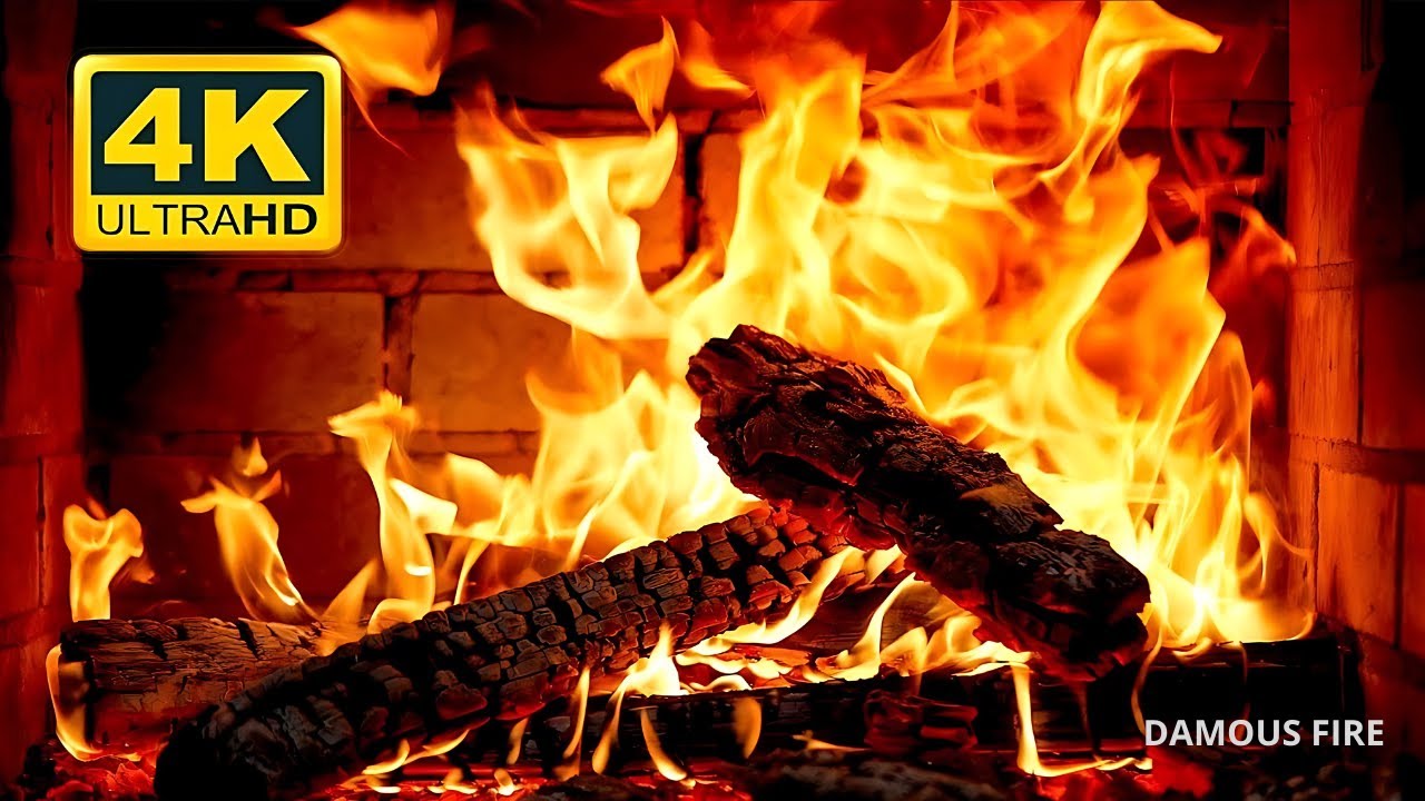 🔥 Fireplace 4K UHD! Fireplace with Crackling Fire Sounds. Fireplace ...