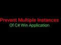 Prevent Multiple Instances Of C# Win Application