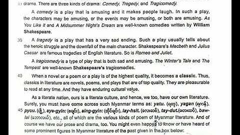 Grade 10 new unit 2 the last 6 paragraphs sample reading