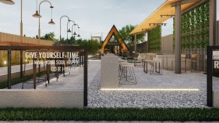 Pilar Mas Group - Desain Cafe Re-Eat tema industrial dengan spot center 