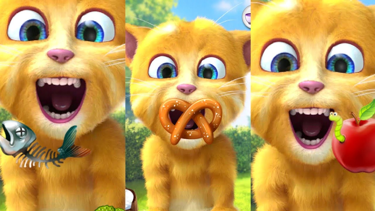 Talking Ginger 2 breakfast 🥐🍓🍒🍓🍉🍏🍫🍩🍬🍔🍰talkingginger food 