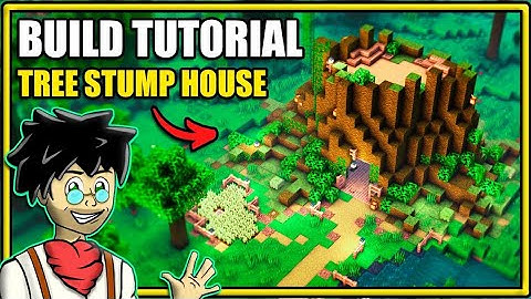 Minecraft : How To Build a Tree Stump House ( Survival Starter Base Tutorial )