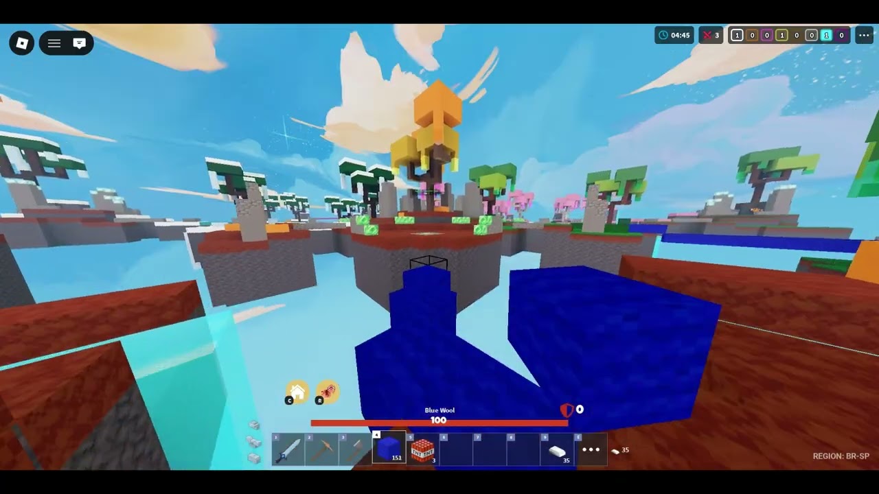 Playing a solo match roblox bedwars.Again