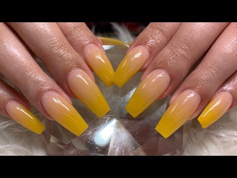 Mustard Yellow Ombré Acrylic Nails