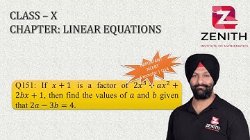 Q151: If x+1 is a factor of 2x^3+ax^2+2bx+1, then find the values of a and b given that 2a-3b=4.
