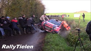 Rally 6 Uren van Kortrijk 2023 - 7 Rally cars stuck in ditch - power of rally spectators! - Crash