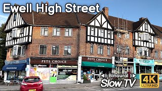Sunny Afternoon Walk Down Ewell High Street In Surrey, Uk - Slow Tv