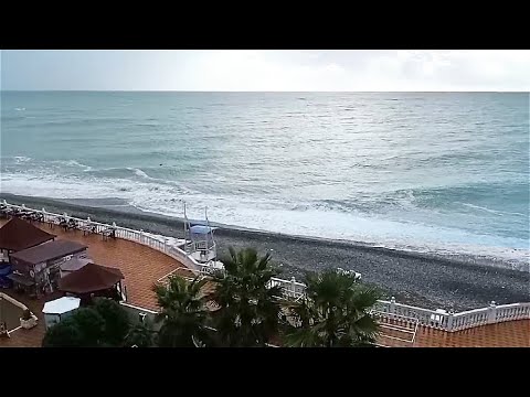 Футажи hd Море шторм Шум набегающей волны Осень Лоо-Сочи Видео фоны для монтажа Бесплатно