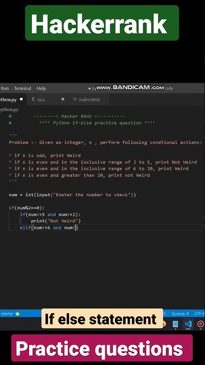 Hackerrank - if else practice questions of python #short #shorts # ...