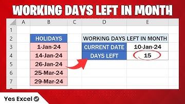 Get Working Days Remaining in Month in Excel