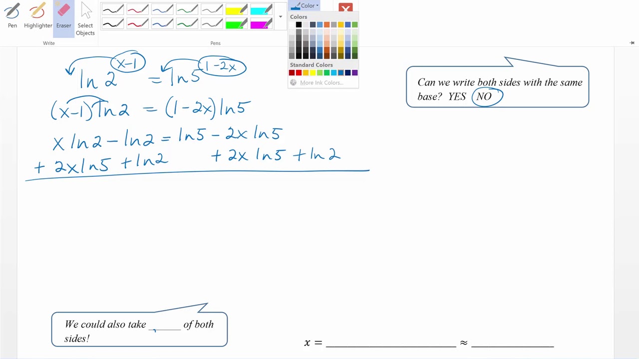 Exponential & Logarithmic Equations Video 15 - YouTube
