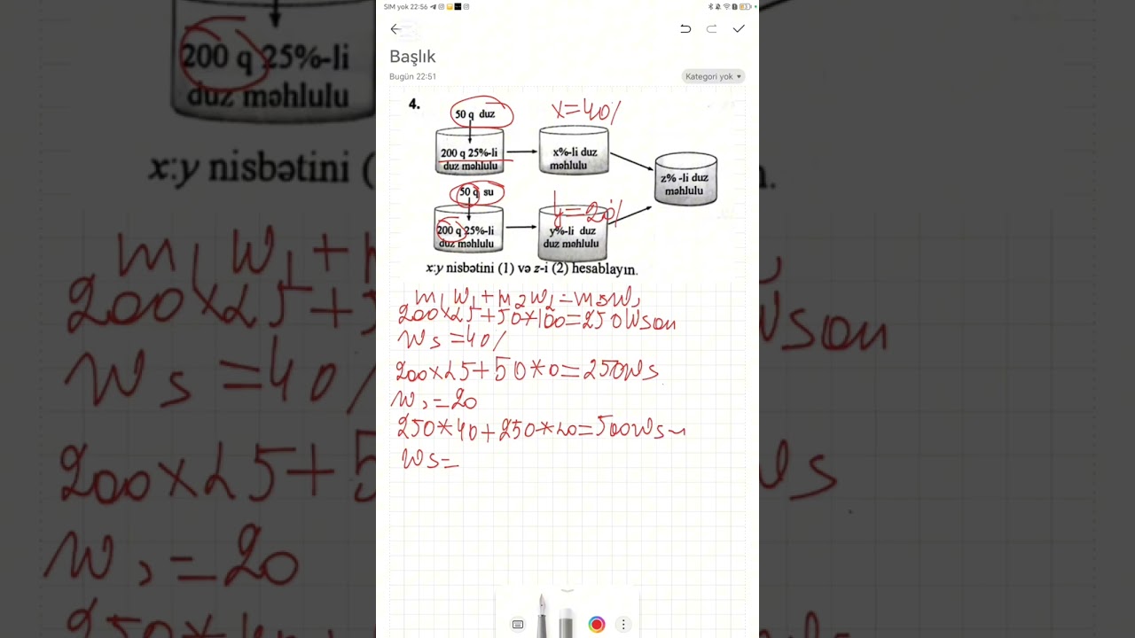 KİMYA TEST TOPLUSU 2025🟢MƏHLULLAR ƏTRAFLI YAZILI CAVAB TƏLƏB OLUNAN TAPŞIRIQLAR 1-10