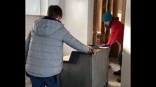 Nail Biter - How to move a 500 lb Fisher Wood Stove Burning Fireplace Steel &amp; a Mishap Heavy items