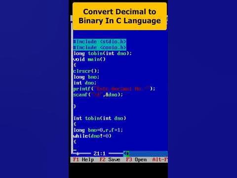 C Program to Convert Decimal Number to Binary Number Part 86 | C ...