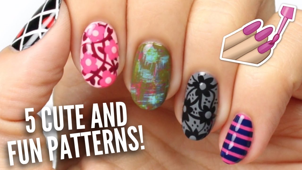 5 Cute & Easy Patterns For Your Nails | SpacePOP! - YouTube