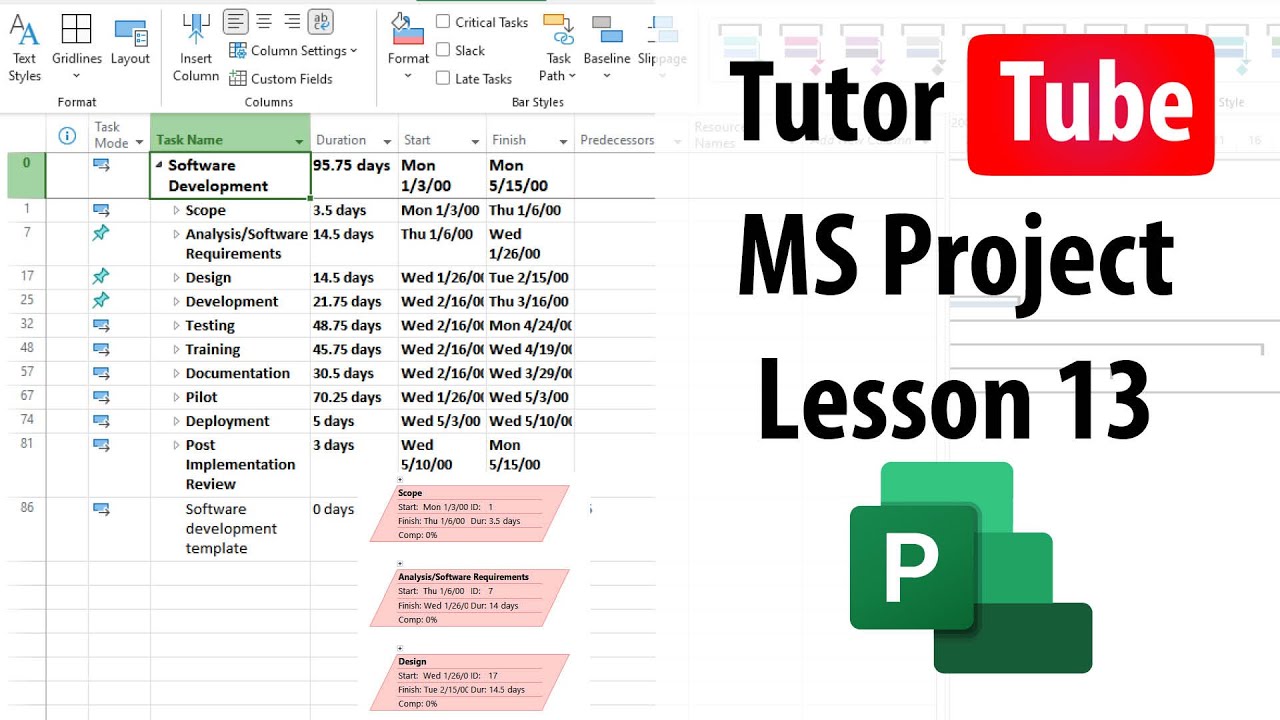Microsoft Project - Lesson 13 - Milestone Tasks