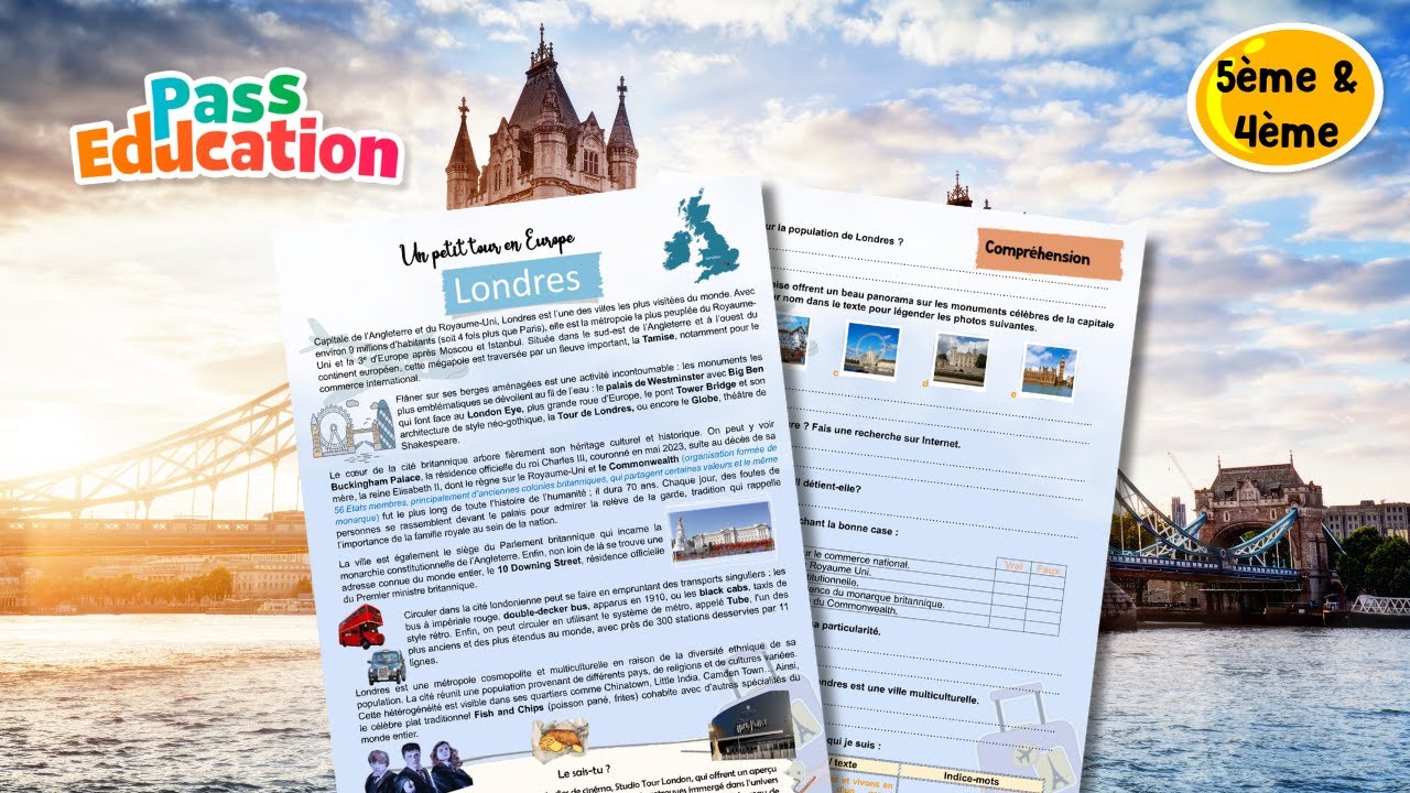 Cahier de vacances Printemps (Londres: Petit Tour en Europe) 5ème 4ème