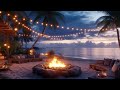 #BadAI lol 6 Hours Tropical Beach Campfire Ambience 🔥🌊 | Sunset Waves for Sleep, Relax, Focus